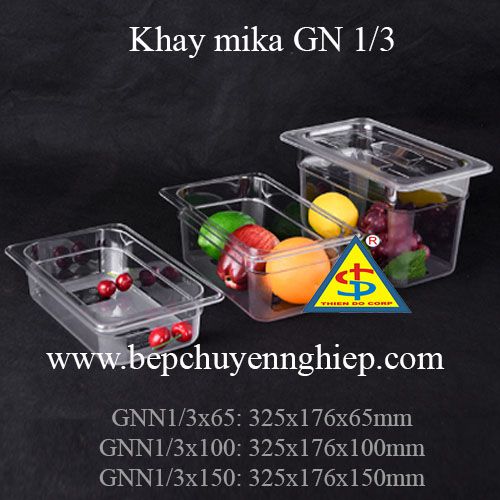 khay mika nhựa gn 1/3, khay 1/3, pc food pan, pc food tray 1/3