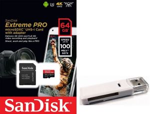 Sandisk Micro SD 64GB 100MB/s 4K ( Black card)