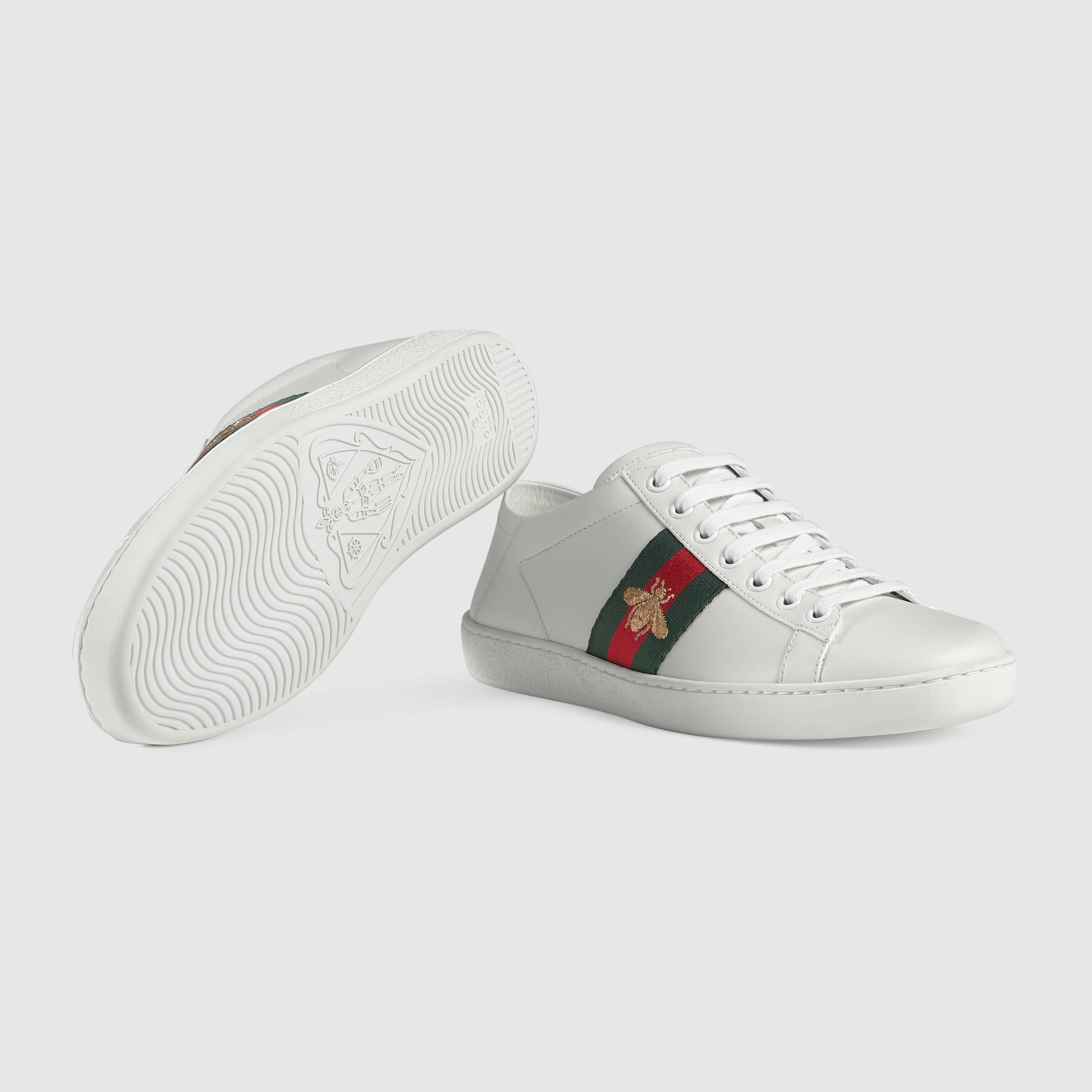 GIÀY GUCCI - ACE LEATHER SNEAKER WITH BEE