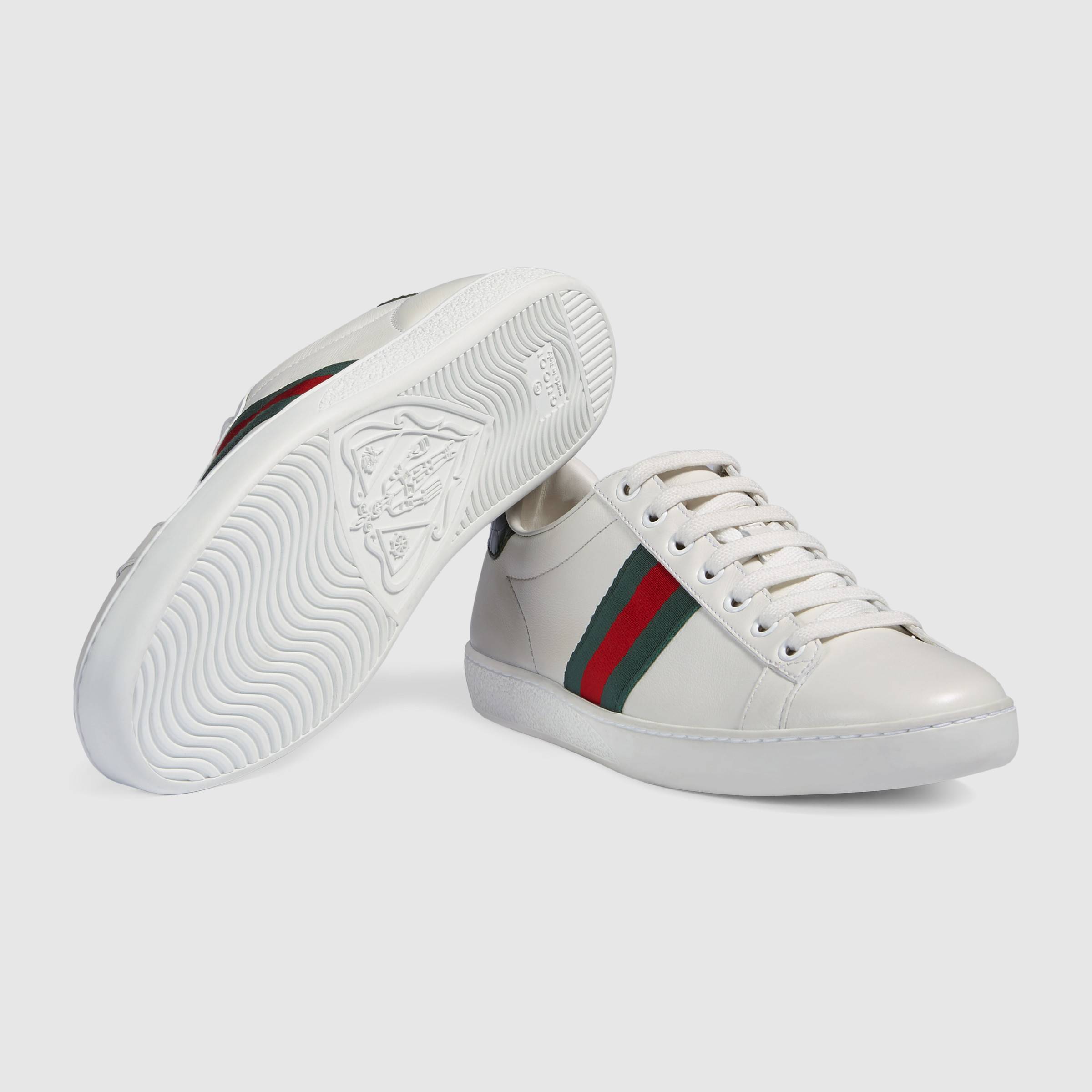 GIÀY GUCCI - ACE LEATHER SNEAKER WITH CROCODILE