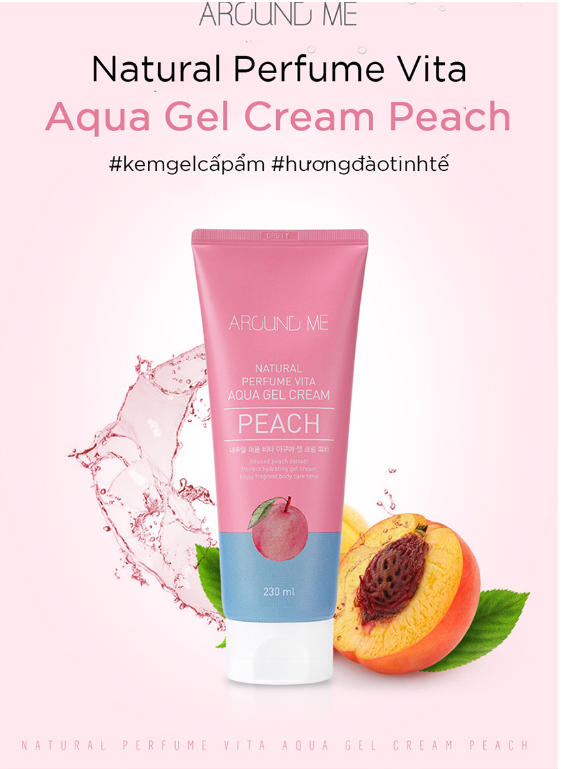 [AROUND ME] Kem Dưỡng Thể Dạng Gel Chiết Xuất Đào Vita Aqua Gel Body Cream Peach 230ML