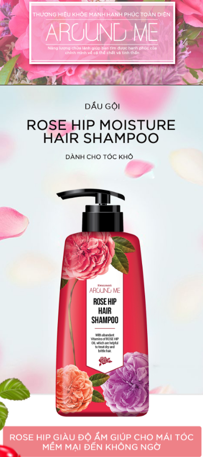 [AROUND ME] Dầu Gội Thảo Mộc Hương Hoa Hồng Cho Tóc Khô Xơ | Rose Hip Hair Shampoo 500ML