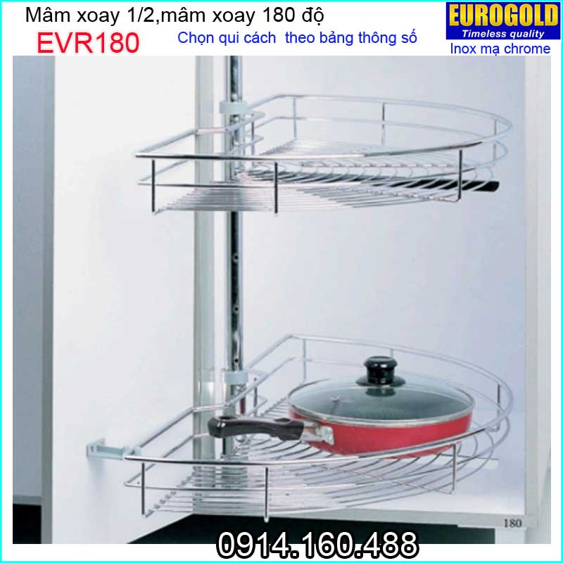 Mâm xoay 180 độ ,mâm xoay 1/2 âm tủ bếp EUROGOLD-EVR180
