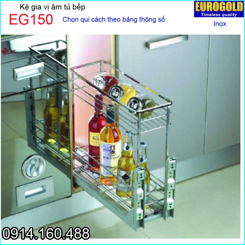 Kệ gia vị đa năng âm tủ bếp EUROGOLD-EG150