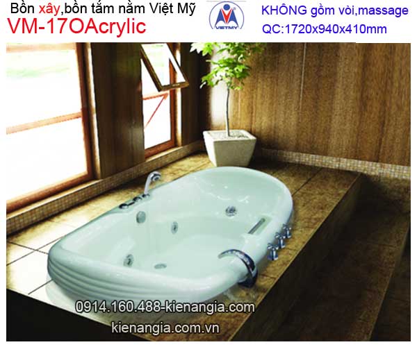 Bồn tắm nằm xây Acrylic Việt Mỹ VM-17OAcrylic