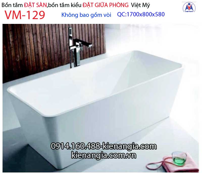 Bồn tắm chữ nhật Đặt sàn acrylic Việt Mỹ VM-129