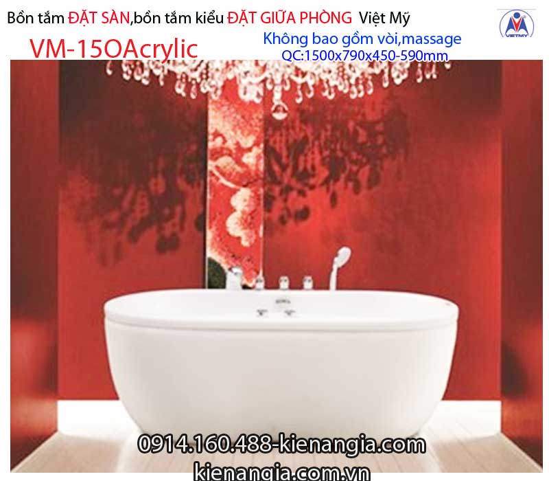 Bồn tắm oval Đặt sàn acrylic Việt Mỹ VM-15OAcrylic