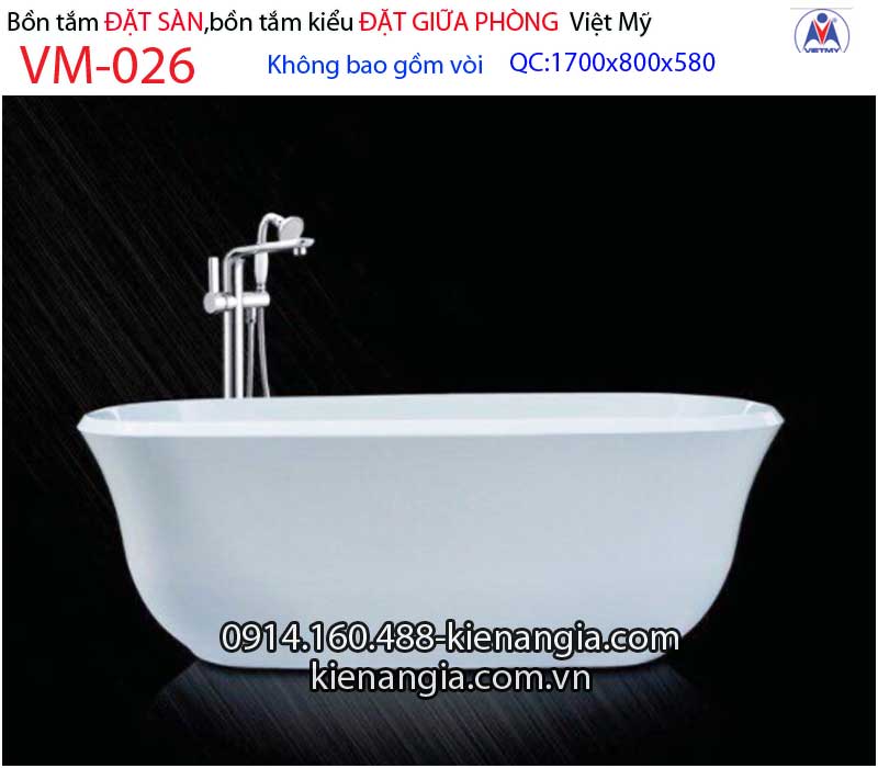 Bồn tắm oval Đặt sàn acrylic Việt Mỹ VM-026