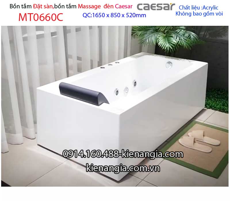 Bồn tắm chữ nhật massage đặt sàn Caesar-MT0660C