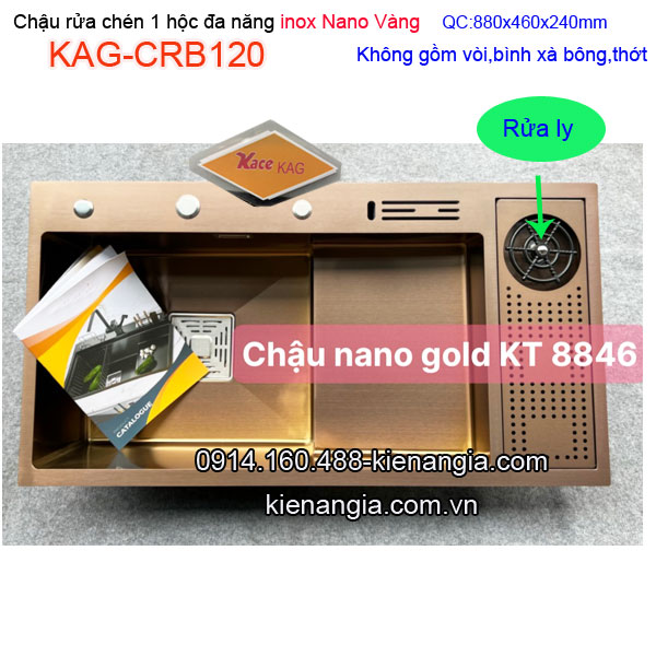 Chậu NANO Gold đa năng 1 hộc 88x46cm KAG-CRB120