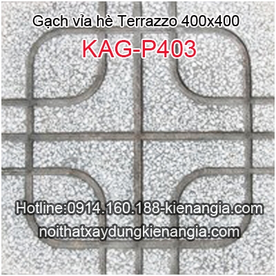 Gạch vỉa hè Terrazzo mắt phụng màu xám 400x400 KAG-P403