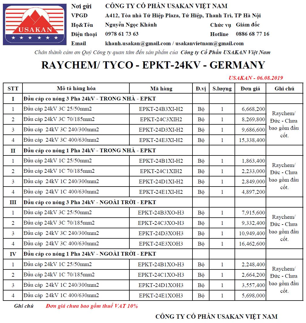 Đầu cáp co nóng 24kV - Raychem/ Tyco/ EU (EPKT-24kV)