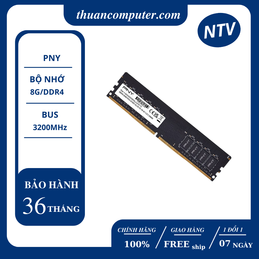 RAM Desktop PNY 8GB DDR4 DRAM 3200MHz