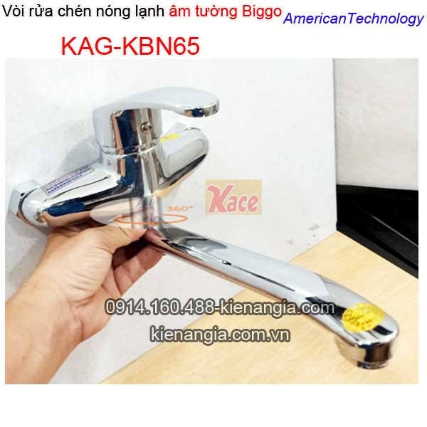 Vòi rửa chén nóng lạnh gắn tường Biggo,vòi xả bồn KAG-KBN65