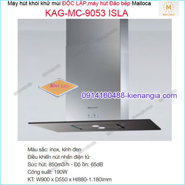 Máy hút khử mùi độc lâp,máy hút đảo bếp Malloca KAG-MC9053-ISLA