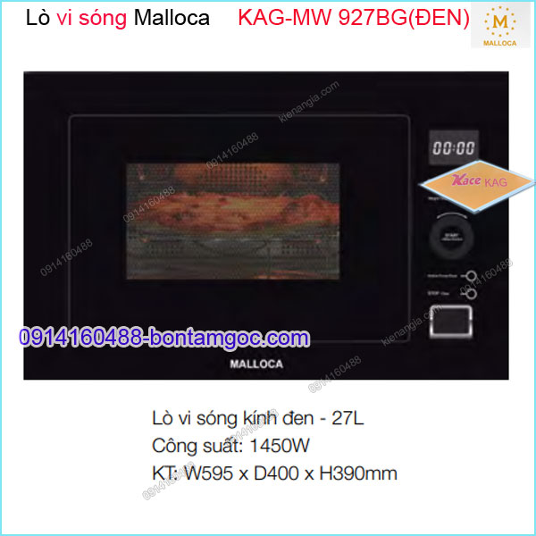 Lò vi sóng MALLOCA chính hãng 27 lít màu ĐEN KAG-MW927BG