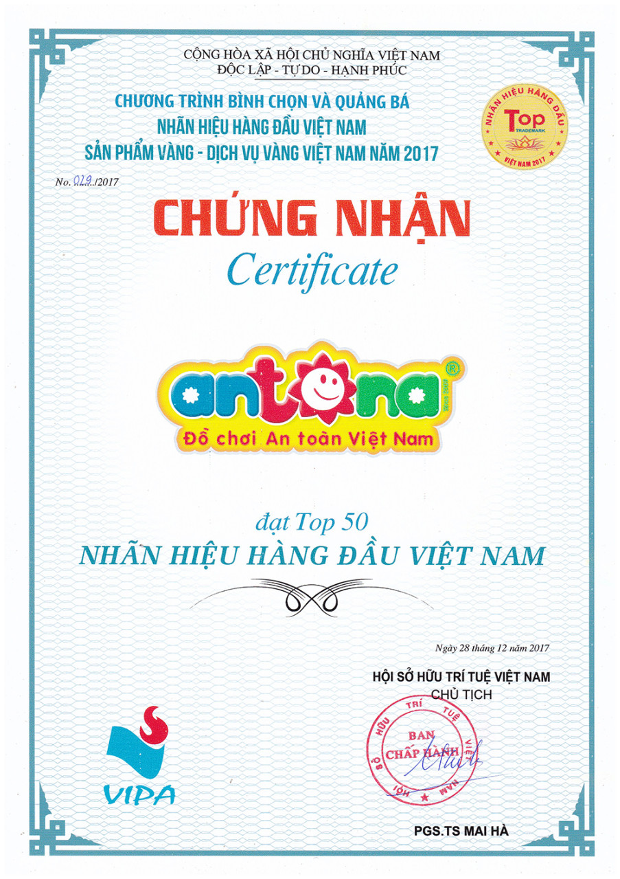 Giấy chứng nhận Top 50 Nhãn hiệu hàng đầu Việt Nam