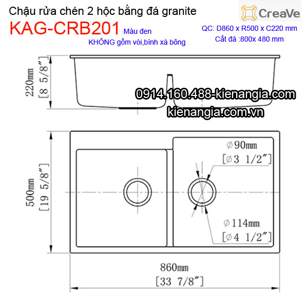KAG-CRB201-Chau-rua-chen-da-granite-2-hoc-Creave-KAG-CRB201-kich-thuoc