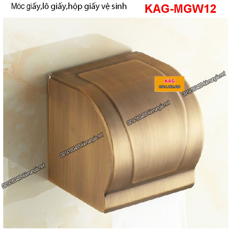 Hộp  giấy vệ sinh vàng đồng cổ điển  KAG-MGW12