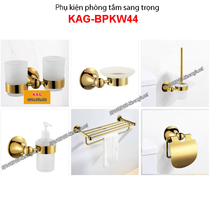 Bộ phụ kiện phòng tắm sang trọng màu vàng KAG-BPKW44