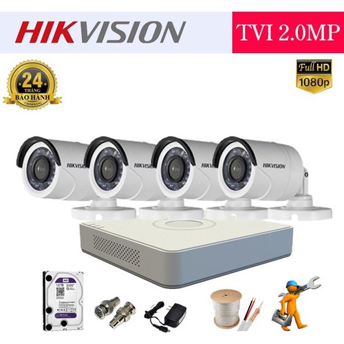 Trọn Bộ 04 Camera Hikvision 2MP FHD 1080P