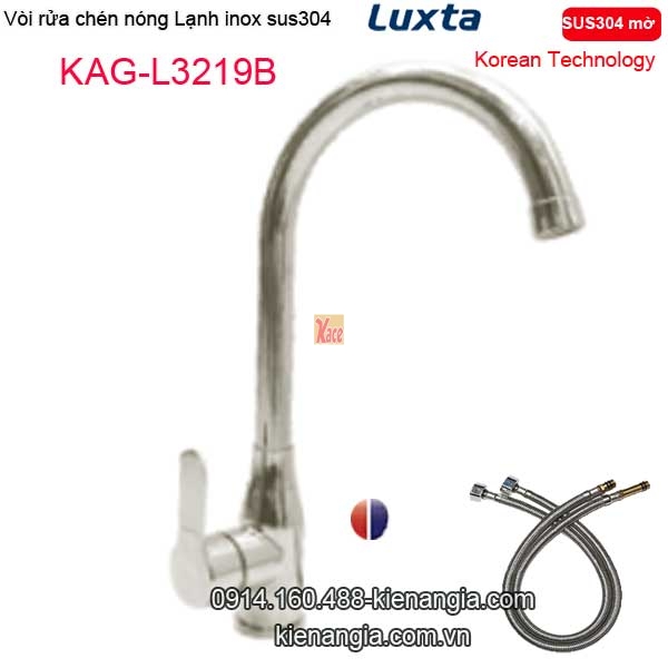 Vòi rửa chén nóng lạnh inox sus304 Korea Luxta KAG- L3219B