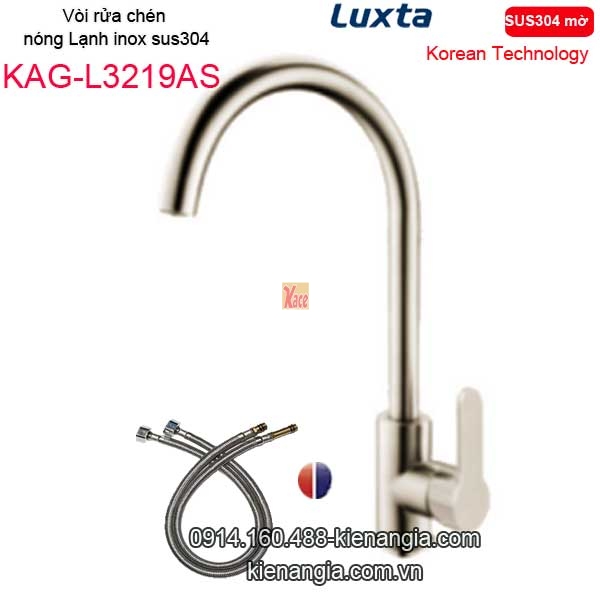 Vòi rửa chén nóng lạnh inox sus304 Korea Luxta KAG-L3219AS