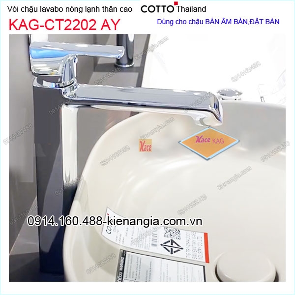 Vòi chậu ĐẶT BÀN nóng lạnh thân cao COTTO Thailand KAG-CT2202AY