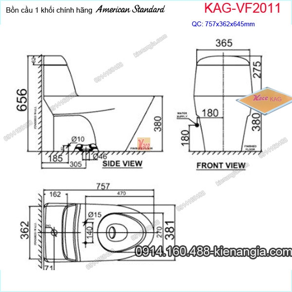 KAG-VF2011-Bon-cau-1-khoi-American-Standard-KAG-VF2011-kich-thuoc-lap-dat