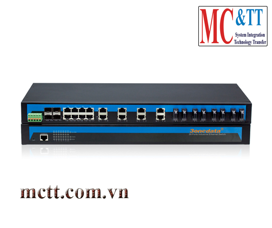 Switch công nghiệp quản lý 16 cổng Ethernet + 8 cổng quang + 4 cổng quang SFP 3onedata IES5028-4GS-8F