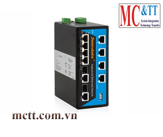 Switch công nghiệp 8 cổng PoE Ethernet + 2 cổng Combo SFP 3Onedata IPS7110-2GC-8POE