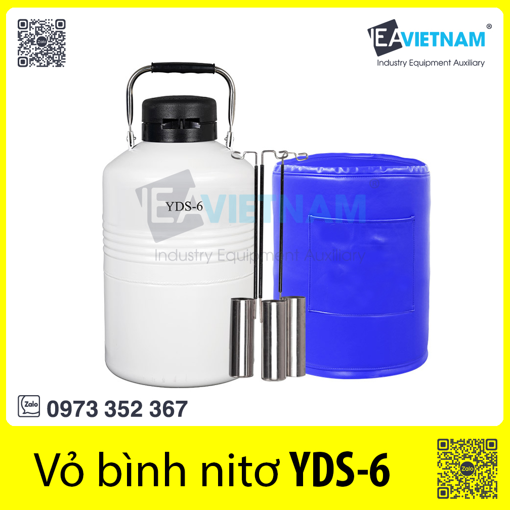 Bình Nitơ lỏng YDS-6 | Vỏ bình nito lỏng 6L | Bình chứa khí nito lỏng 6 Lít