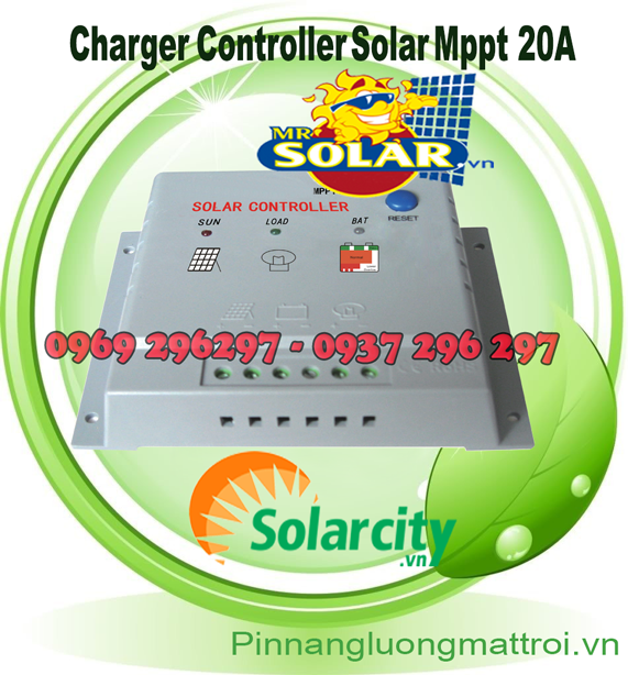 Điều khiển sạc năng lượng mặt trời MPPT 20A 12V/24V AUTO