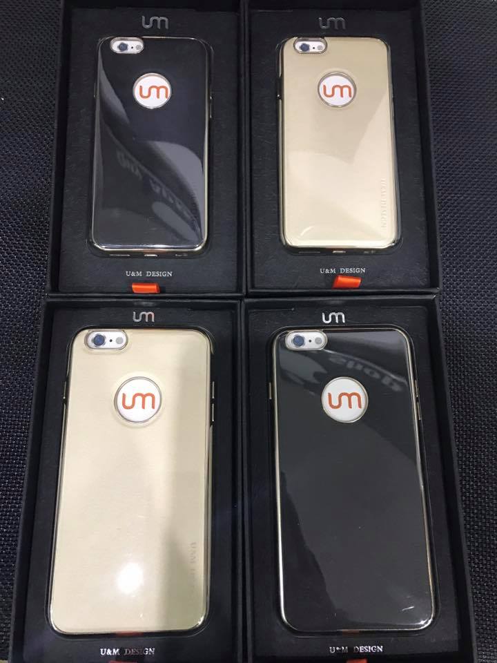 Ốp lưng da viền vàng cho Iphone 6/6s/6plus/6s plus/7/7 plus chính hãng U&M