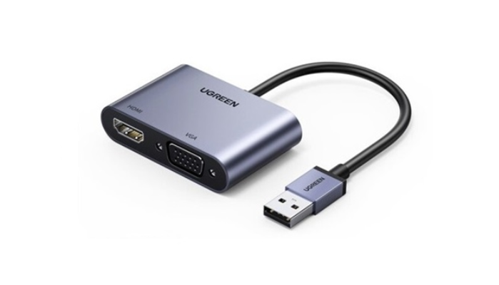 Bộ chuyển đổi USB 3.0 sang HDMI, VGA màu đen Ugreen (20518)