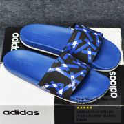 Dép Adidas Cloudfoam Plus Graphic màu xanh dương đế trắng quai đen sọc xanh dương