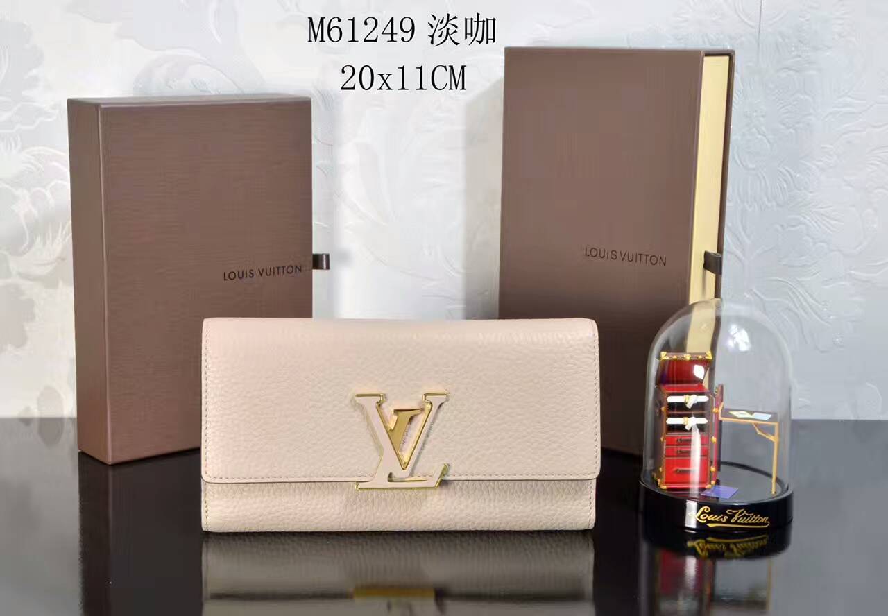 Louis Vuitton CAPUCINES Leather Logo Long Wallets (M61248, M61249