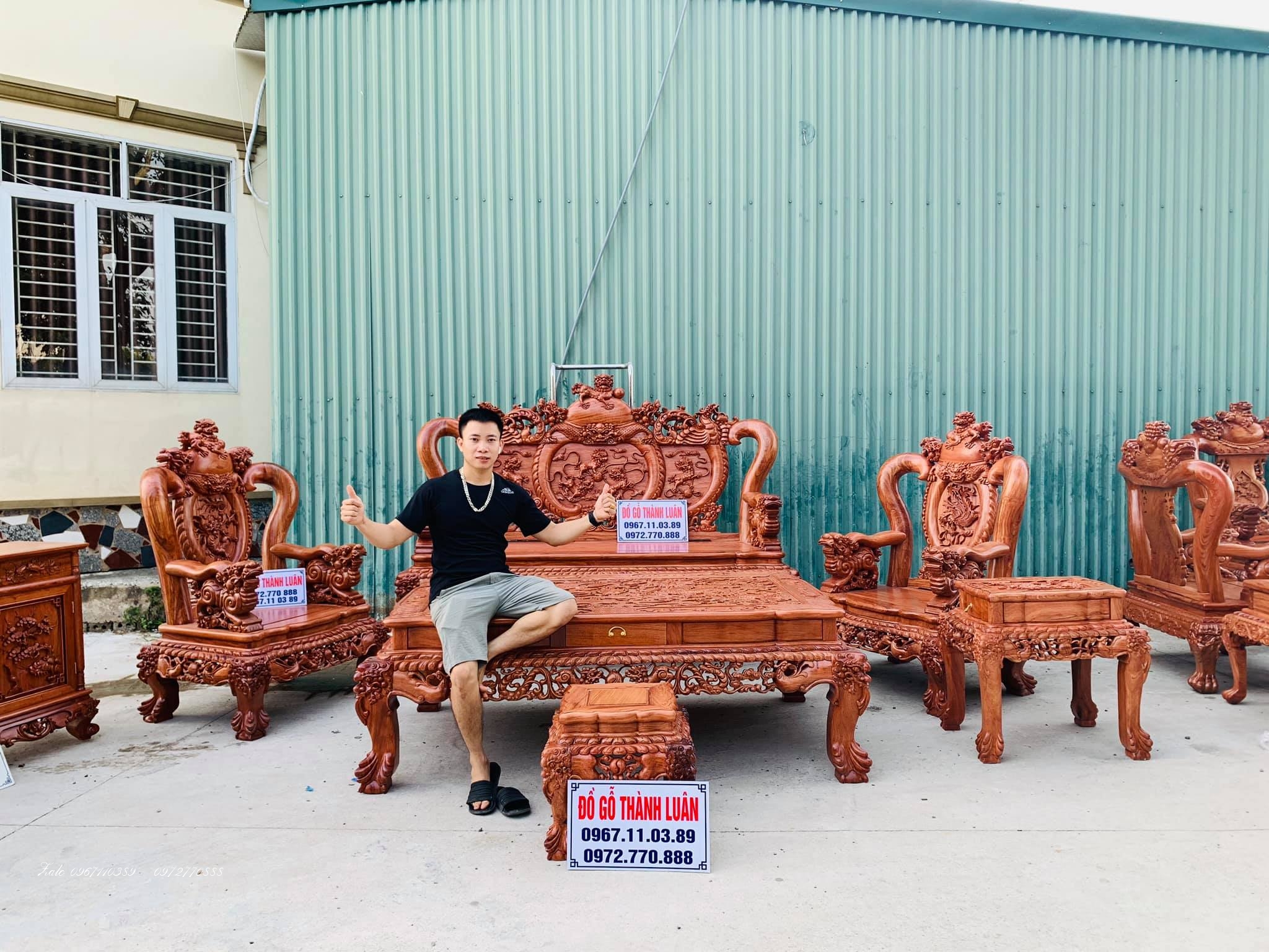 Bộ Bàn Ghế Nghê Bảo Đỉnh Gỗ Hương Đá Khủng. bán Quảng Ninh
