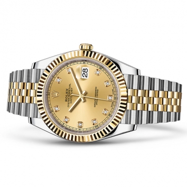 Rolex Datejust 41mm Steel & Yellow Gold Fluted Bezel Champagne Dial 126333