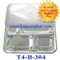 Khay cơm inox 304 4 ngăn có nắp T4-B-304