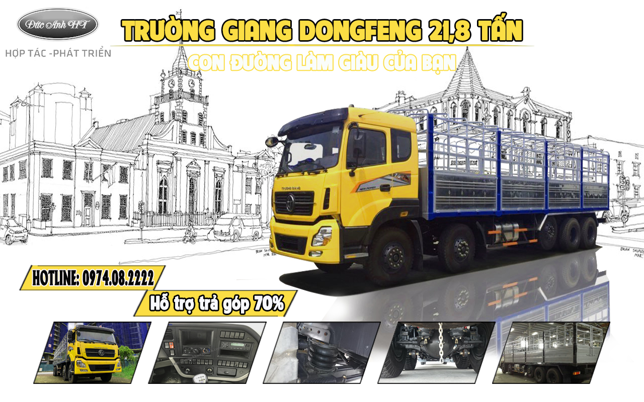 Đánh giá xe tải thùng Trường Giang Dongfeng 5 chân 21.8 tấn