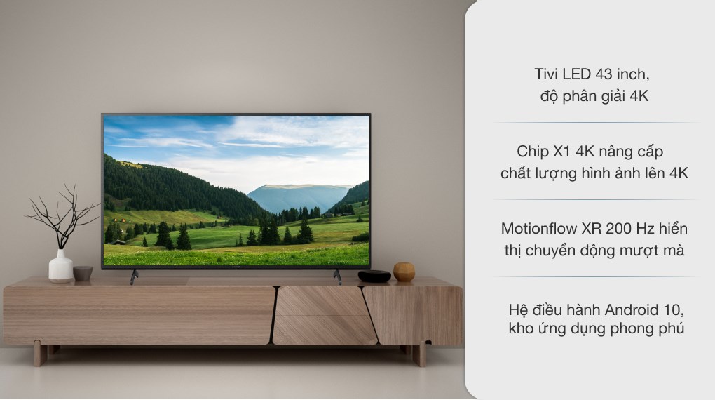 Android Tivi Sony 4K 43 inch KD-43X75 Mới 2021