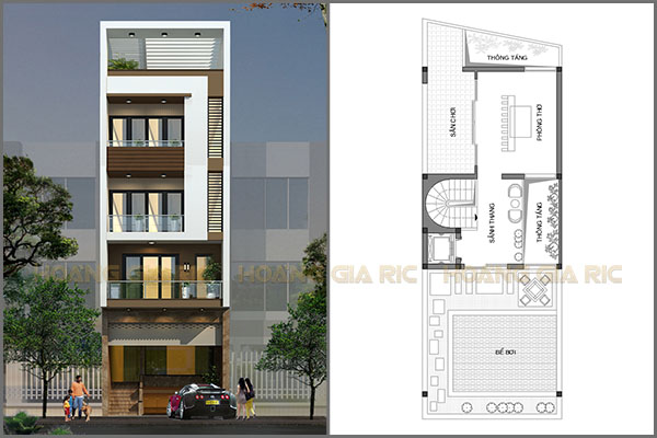 Thiết kế kiến trúc nhà phố hiện đại Hưng yên vh2015