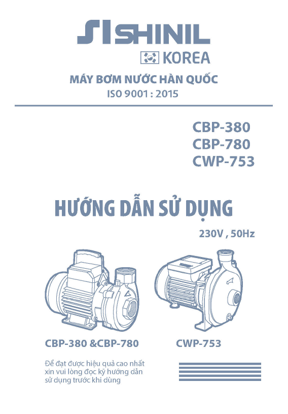 HDSD bơm CBP-380, CBP-780, CWP-753