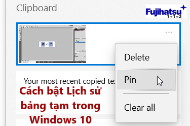 Cách bật Lịch sử bảng tạm trong Windows 10