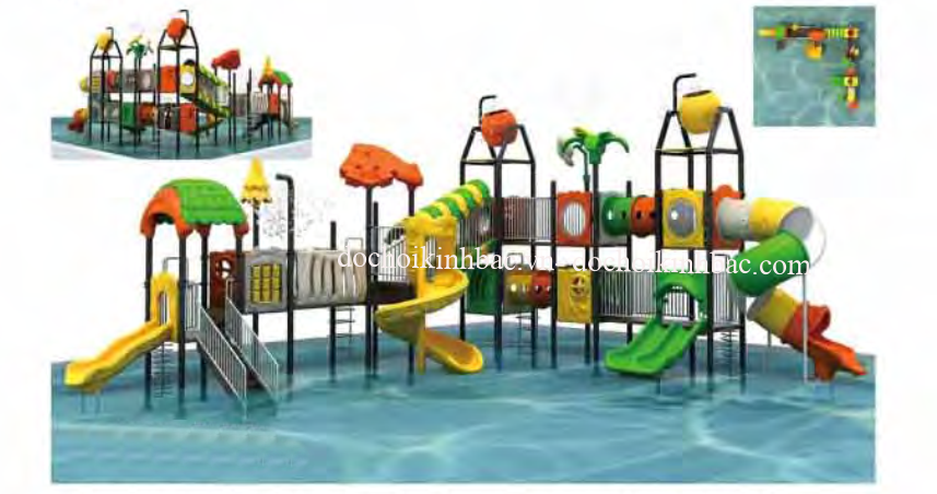 Đồ chơi Kinh Bắc thiết kế lắp đặt khu vui chơi liên hoàn bể bơi tại An Châu, Đông Hưng, Thái Bình
