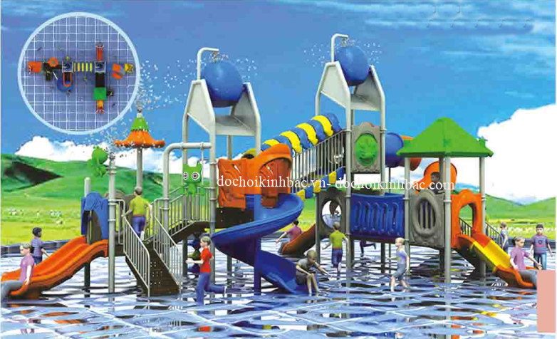 Đồ chơi Kinh Bắc thiết kế lắp đặt khu liên hoàn bể bơi ngoài trời tại Thái Giang, Thái Thụy, Thái Bình