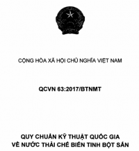 QCVN 63/2017/BTNMT - QUY CHUẨN KỸ THUẬT QUỐC GIA VỀ NƯỚC THẢI CHẾ BIẾN TINH BỘT SẮN