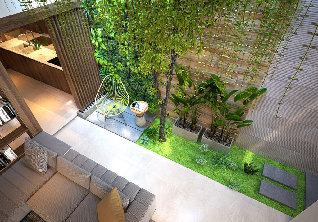 ​Trang trí không gian xanh kết hợp nội thất ấn tượng