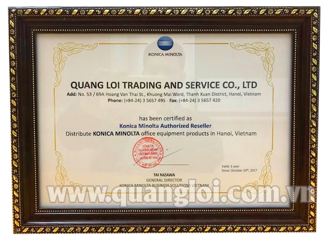 Công ty Quảng Lợi trở thành đại lý phân phối và bảo hành chính thức Konica Minolta tại Việt Nam